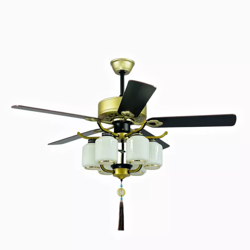 Quạt trần đèn 5 cánh gỗ, phong cách cổ điển QT-74 - Hình ảnh 2