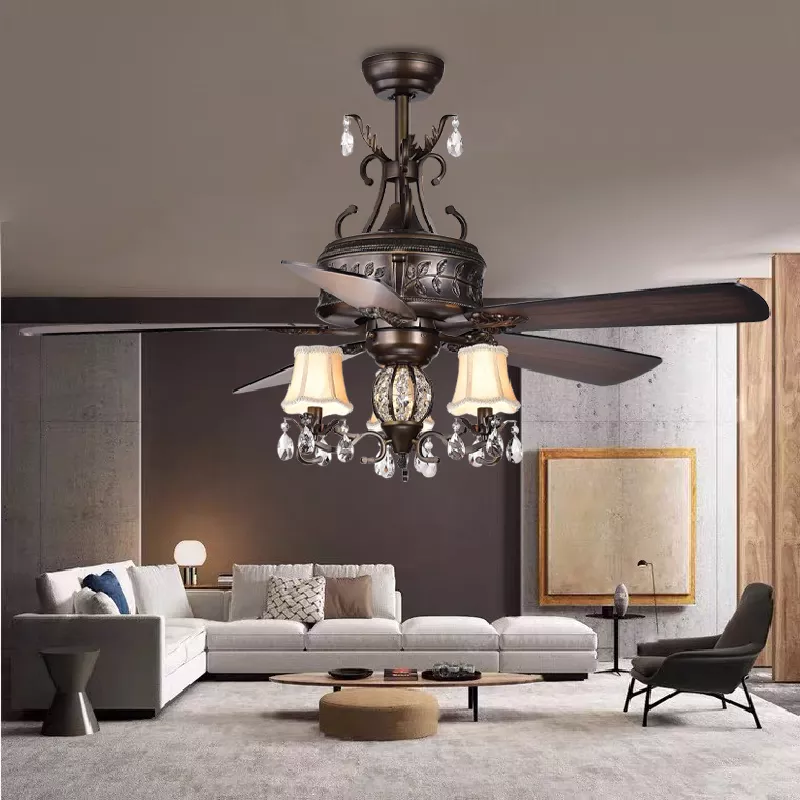 Quạt trần đèn 5 cánh thiết kế phong cách cổ điển QT-108