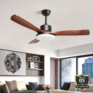 Quạt trần đèn thiết kế 3 cánh gỗ tối giản, hiện đại QT-225
