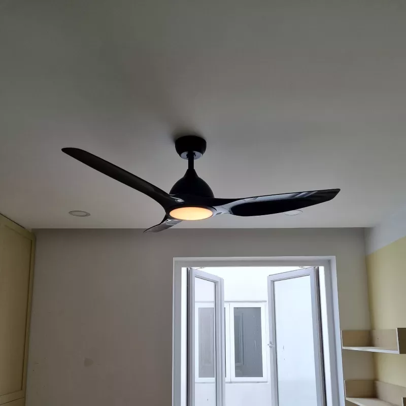 Quạt trần đèn thiết kế 3 cánh màu đen tối giản, hiện đại QT-112 - Hình ảnh 4