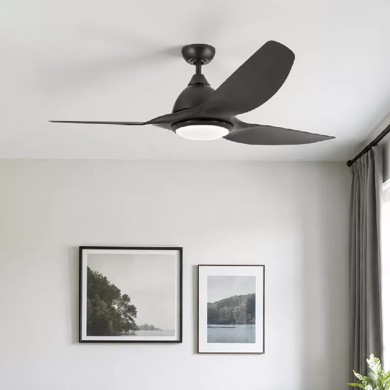 Quạt trần đèn thiết kế 3 cánh màu đen tối giản, hiện đại QT-112