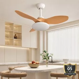 Quạt trần đèn thiết kế 3 cánh nhựa tối giản, hiện đại QT-203