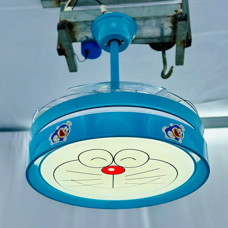 Quạt trần đèn thiết kế 4 cánh màu xanh họa tiết dễ thương cho bé QT-83 - Hình ảnh 4