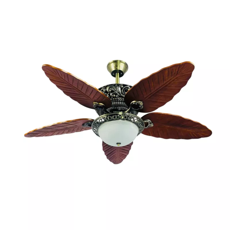 Quạt trần đèn thiết kế 5 cánh gỗ hình lá nghệ thuật QT-79 - Hình ảnh 2