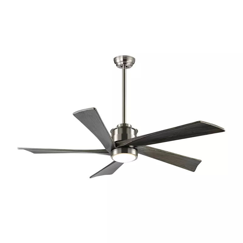 Quạt trần đèn thiết kế 5 cánh gỗ màu xám tro QT-60 - Hình ảnh 2