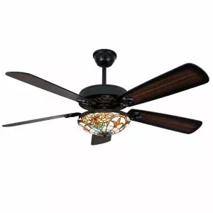 Quạt trần đèn thiết kế 5 cánh gỗ phong cách cổ điển QT-223
