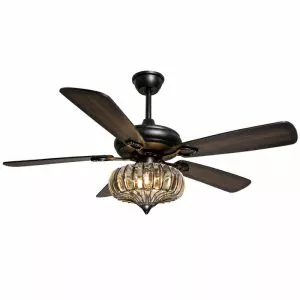 Quạt trần đèn thiết kế 5 cánh gỗ phong cách cổ điển QT-226