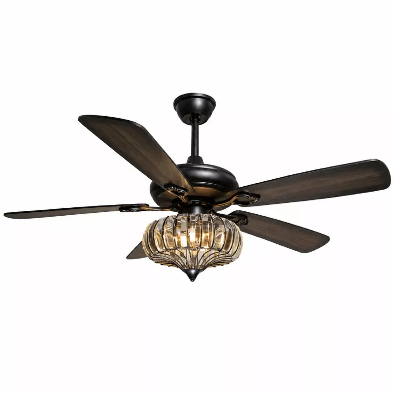 Quạt trần đèn thiết kế 5 cánh gỗ phong cách cổ điển QT-226 - Hình ảnh 2