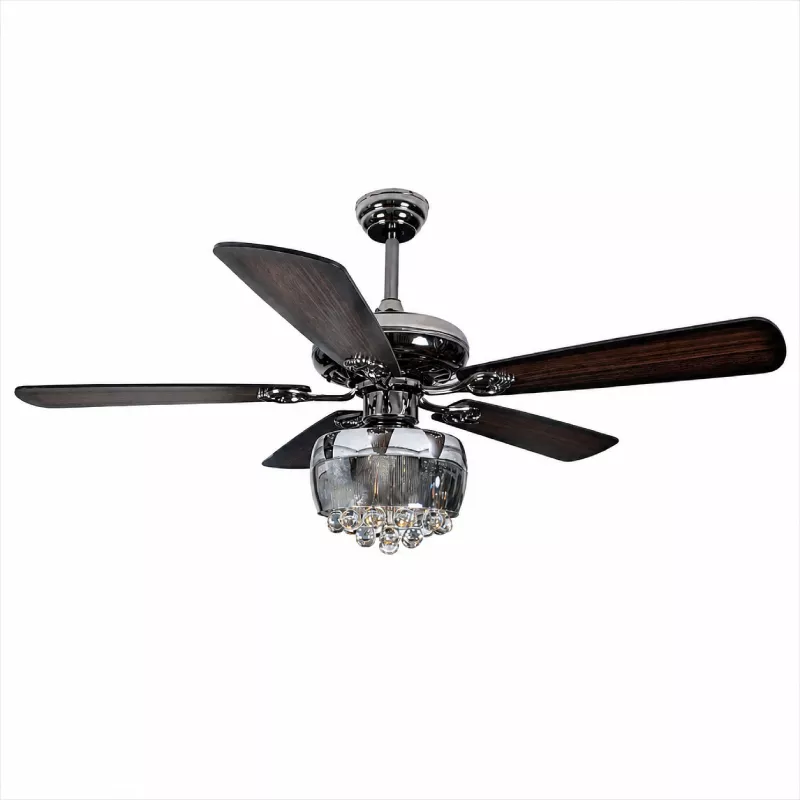 Quạt trần đèn thiết kế 5 cánh gỗ phong cách cổ điển QT-227 - Hình ảnh 2