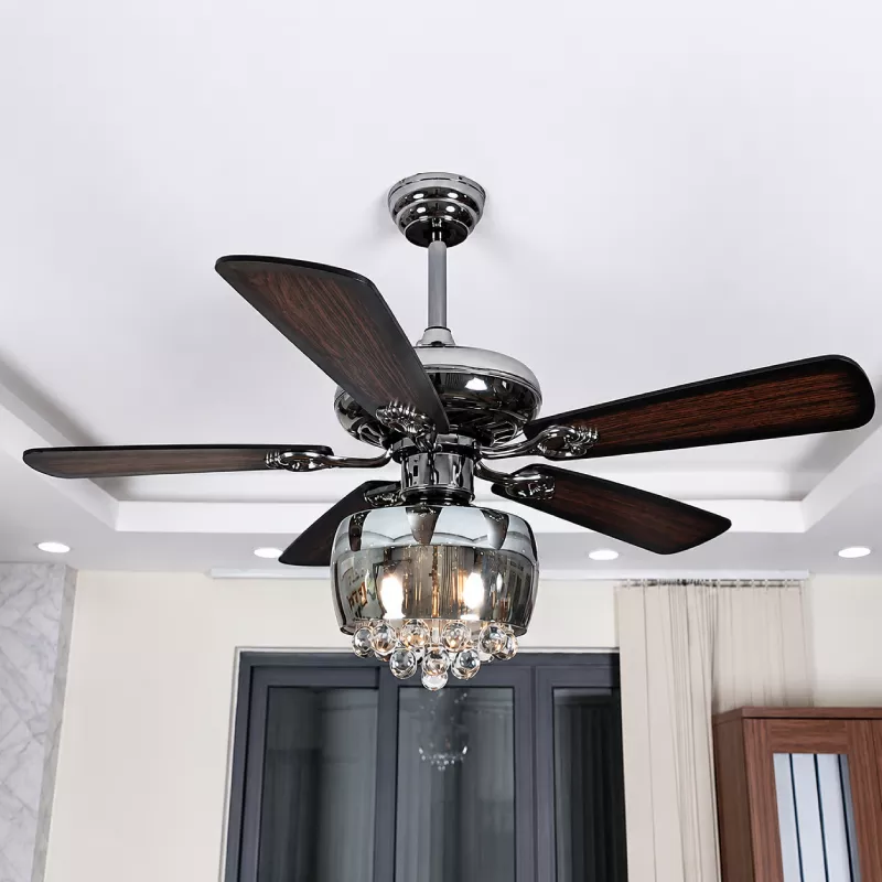 Quạt trần đèn thiết kế 5 cánh gỗ phong cách cổ điển QT-227 - Hình ảnh 3