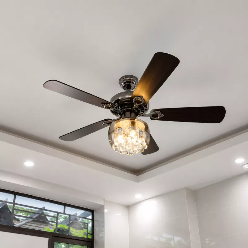Quạt trần đèn thiết kế 5 cánh gỗ phong cách cổ điển QT-227 - Hình ảnh 4