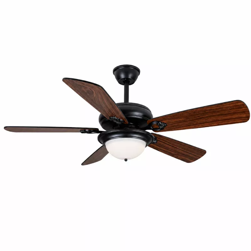 Quạt trần đèn thiết kế 5 cánh gỗ phong cách cổ điển QT-228 - Hình ảnh 2
