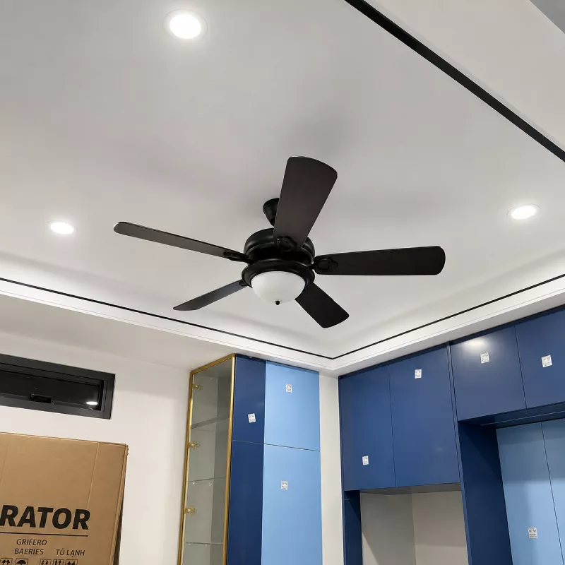 Quạt trần đèn thiết kế 5 cánh gỗ phong cách cổ điển QT-228 - Hình ảnh 3