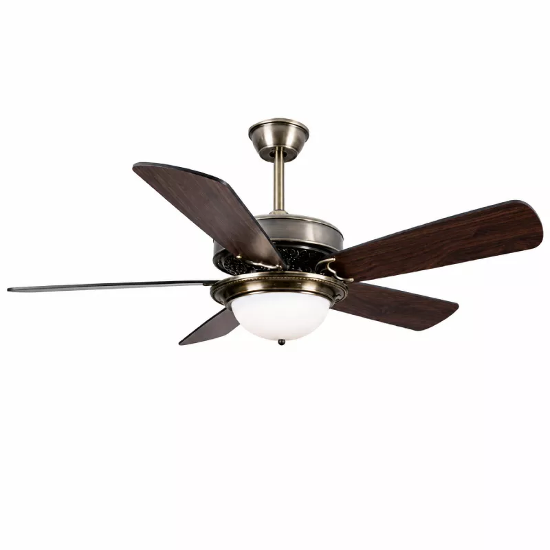 Quạt trần đèn thiết kế 5 cánh gỗ phong cách cổ điển QT-229 - Hình ảnh 2