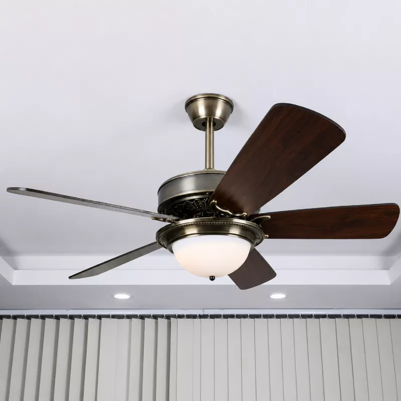 Quạt trần đèn thiết kế 5 cánh gỗ phong cách cổ điển QT-229 - Hình ảnh 3