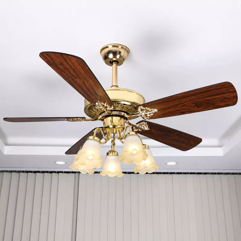 Quạt trần đèn thiết kế 5 cánh gỗ phong cách cổ điển QT-231 - Hình ảnh 5