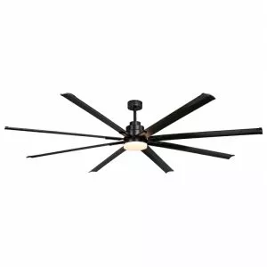 Quạt trần đèn thiết kế 8 cánh kim loại màu đen tối giản, hiện đại QT-243