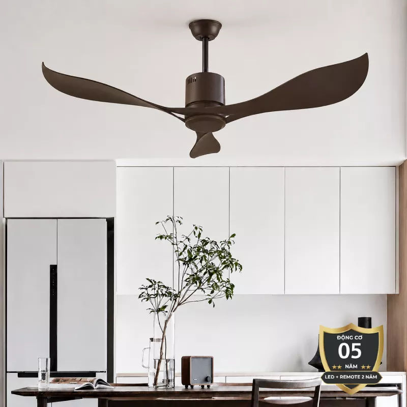 Quạt trần thiết kế 3 cánh dáng uốn lượn nghệ thuật QT-36