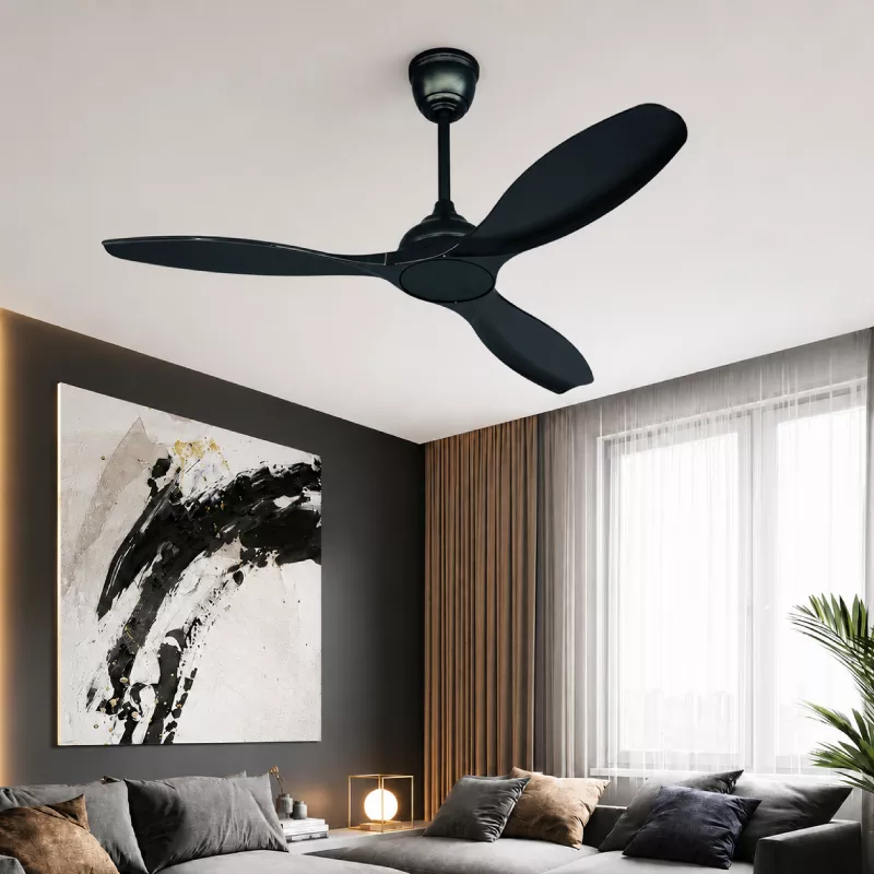 Quạt trần thiết kế 3 cánh đen, dáng uốn lượn nghệ thuật QT-72