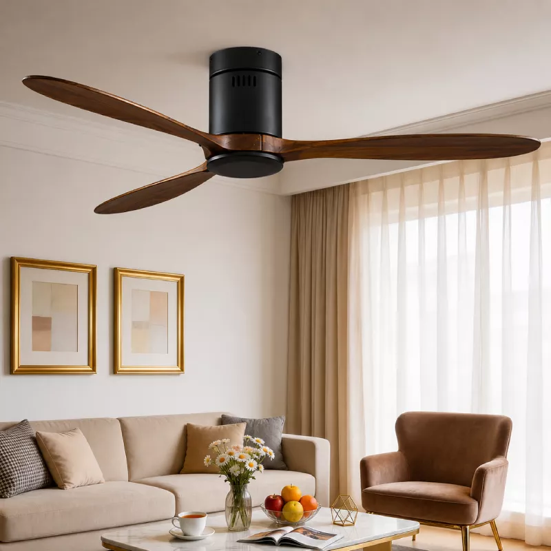 Quạt trần thiết kế 3 cánh gỗ tối giản, hiện đại QT-114