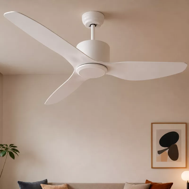 Quạt trần thiết kế 3 cánh màu trắng tối giản, hiện đại QT-109