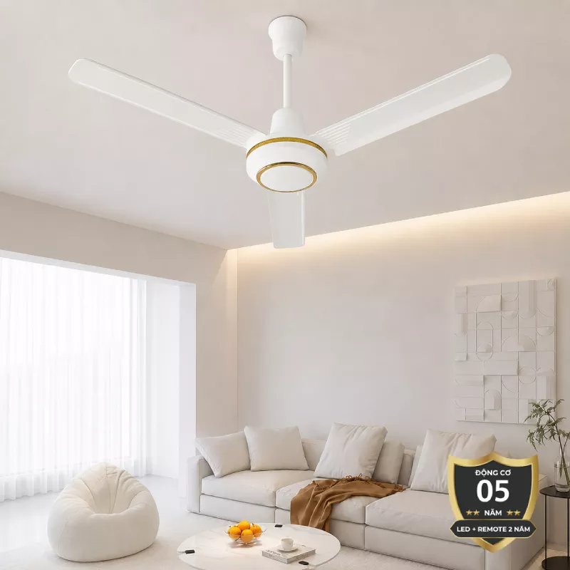 Quạt trần thiết kế 3 cánh sắt phối viền gold QT-56