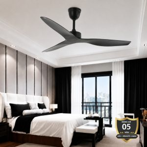 Quạt trần thiết kế 3 cánh, tone đen sang trọng QT-39