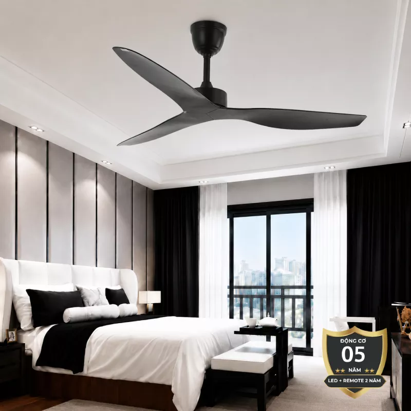Quạt trần thiết kế 3 cánh, tone đen sang trọng QT-39