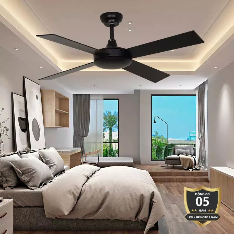 Quạt trần thiết kế 4 cánh sắt tối giản, hiện đại QT-54