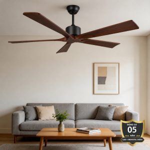 Quạt trần thiết kế 5 cánh gỗ phong cách cổ điển QT-219