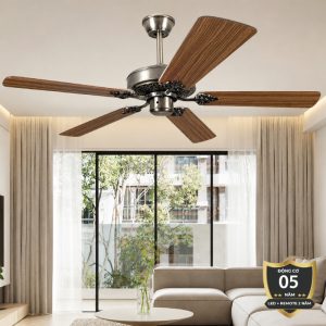 Quạt trần thiết kế 5 cánh gỗ phong cách cổ điển QT-233