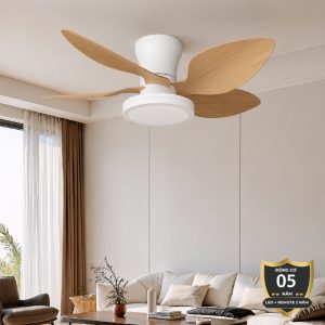 Quạt trần đèn thiết kế 5 cánh nhựa tối giản, hiện đại QT-209