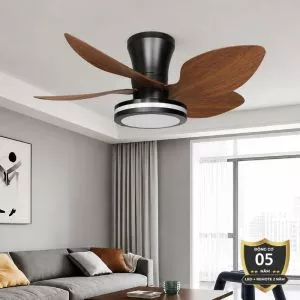 Quạt trần đèn thiết kế 5 cánh nhựa tối giản, hiện đại QT-210