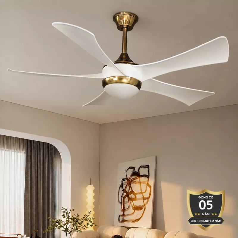 Quạt trần thiết kế 5 cánh trắng, phong cách hiện đại QT-75