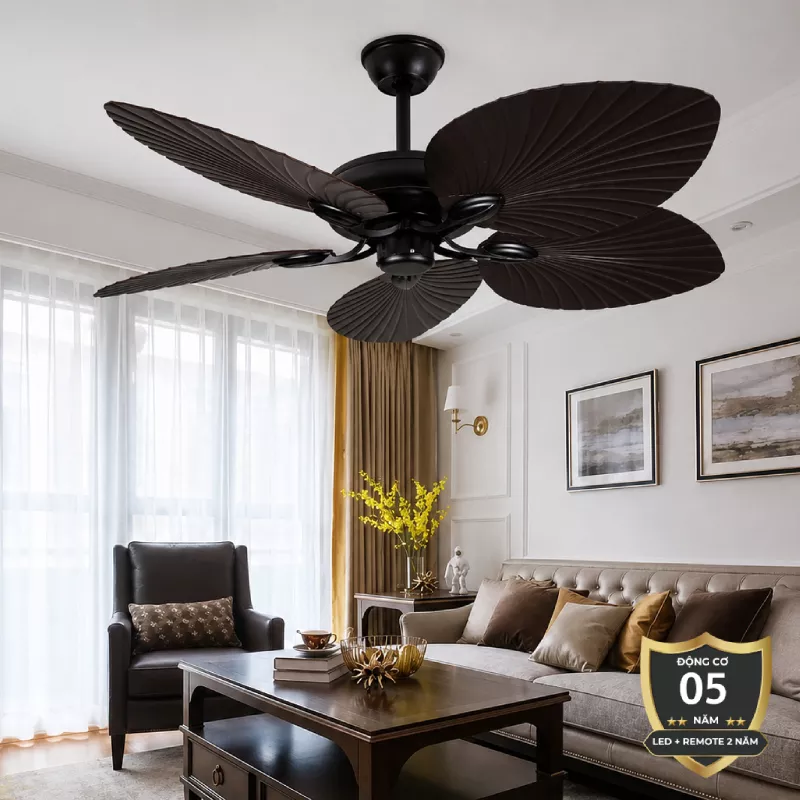 Quạt trần 5 cánh thiết kế hình lá phong cách cổ điển QT-259