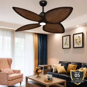 Quạt trần đèn 4 cánh thiết kế hình lá phong cách cổ điển QT-275