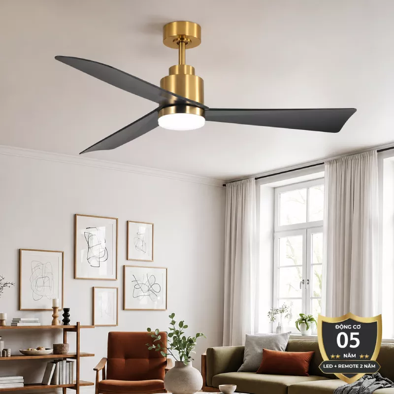 Quạt trần đèn thiết kế 3 cánh nhựa tối giản, hiện đại QT-247