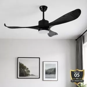 Quạt trần đèn thiết kế 3 cánh nhựa tối giản, hiện đại QT-252