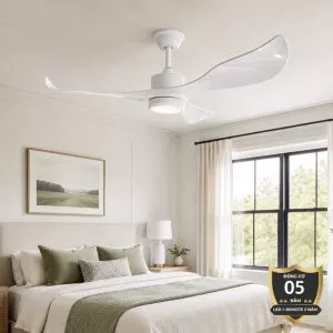Quạt trần đèn thiết kế 3 cánh nhựa tối giản, hiện đại QT-253