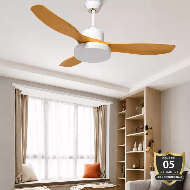 Quạt trần đèn thiết kế 3 cánh nhựa tối giản, hiện đại QT-276