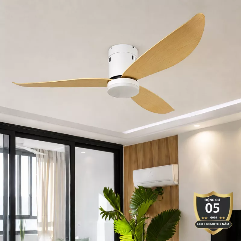 Quạt trần đèn thiết kế 3 cánh nhựa tối giản, hiện đại QT-289