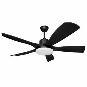 Quạt trần đèn thiết kế 5 cánh nhựa màu đen tối giản, hiện đại QT-266