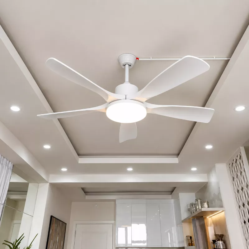 Quạt trần đèn thiết kế 5 cánh nhựa màu trắng tối giản, hiện đại QT-265 - Hình ảnh 4