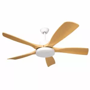 Quạt trần đèn thiết kế 5 cánh nhựa màu vàng tối giản, hiện đại QT-267