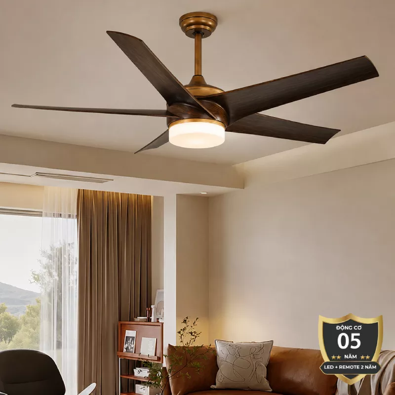 Quạt trần đèn thiết kế 5 cánh nhựa tối giản, hiện đại QT-248