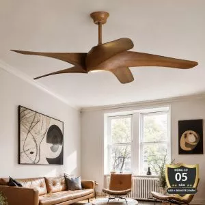 Quạt trần đèn thiết kế 5 cánh nhựa tối giản, hiện đại QT-249