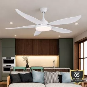 Quạt trần đèn thiết kế 5 cánh nhựa tối giản, hiện đại QT-254