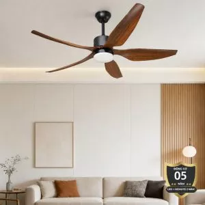 Quạt trần đèn thiết kế 5 cánh nhựa tối giản, hiện đại QT-263