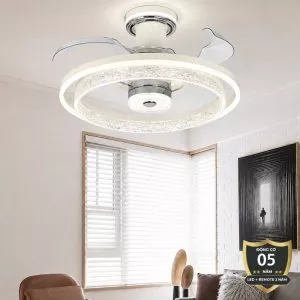 Quạt trần đèn thiết kế cánh nhựa tối giản, hiện đại QT-277