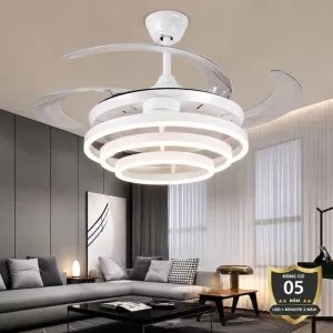 Quạt trần đèn thiết kế cánh nhựa tối giản, hiện đại QT-286